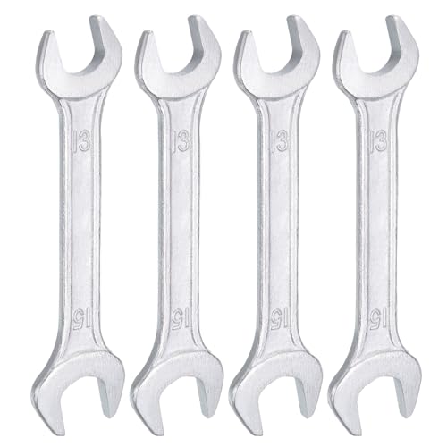 5pcs Double Open End Wrench 13mm x 15mm Metric 15 Degree Offset Angle Small Flat Head Wrench Galvanizing Open Ended Spanner for Automotive Repair Furniture Assembly (5 Count)