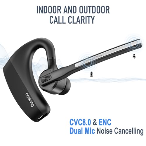 Bluetooth Headset 5.2 with CVC8.0 Dual Mic Noise Cancelling Bluetooth Earpiece 16Hrs Talktime Wireless Headset for Truck Driver iPhone Android Cell Phones