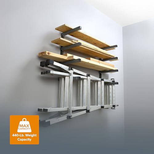 4 Level Lumber Storage Rack Wall Mount Wood Rack For Garage Organizer