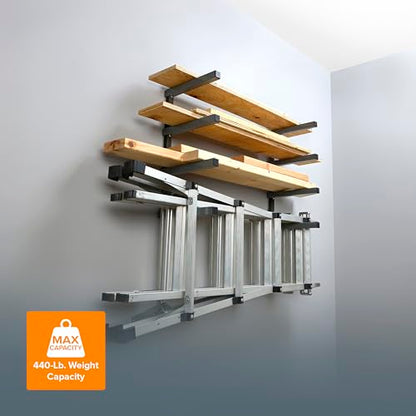 4 Level Lumber Storage Rack Wall Mount Wood Rack For Garage Organizer