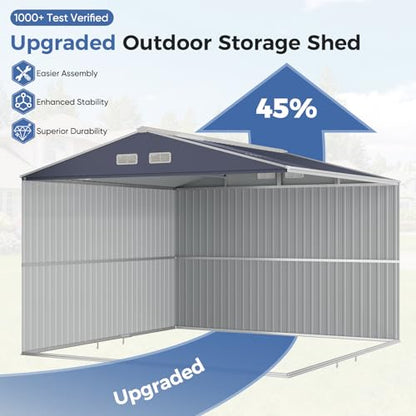 10x10 FT Metal Storage Shed with Reinforced Frame