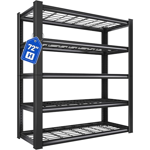 72" H Garage Shelving Heavy Duty Adjustable Metal Shelf for Basement