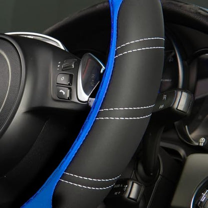 Line Rider Microfiber Leather Sporty Steering Wheel Cover Universal Fits for 95% Truck