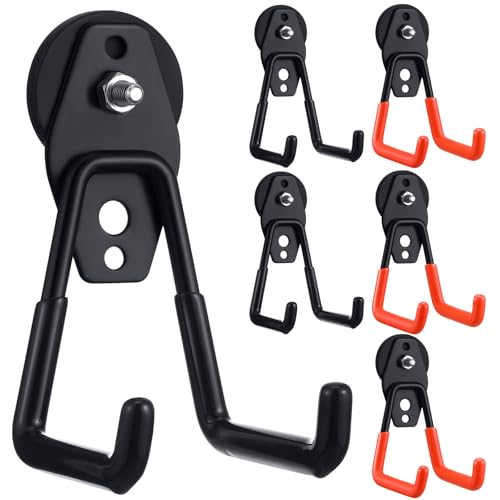 6 Pcs Large Magnetic Hooks Heavy Duty Garage Magnet Hooks Strong Storage Utility Magnetic Hangers with Anti Slip Rubber Coating for Indoor and Outdoor Hanging (6 Count)