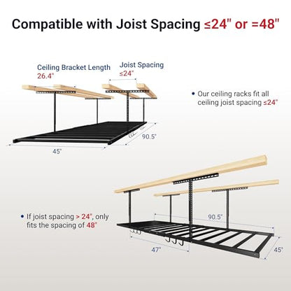 4x8 Overhead Garage Storage Rack with 6 Hooks (2 Count)