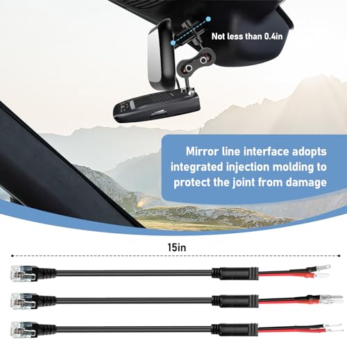 Radar Detector Mount+Rearview Mirror Hard Wire Power Cord kit 16"