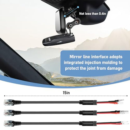 Radar Detector Mount+Rearview Mirror Hard Wire Power Cord kit 16"