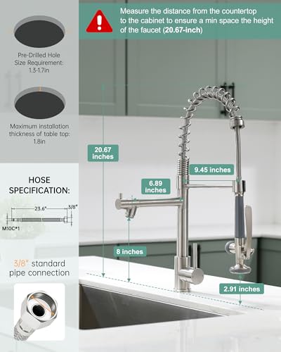 Commercial Pull Down Kitchen Sink Faucet with Sprayer Brushed Nickel