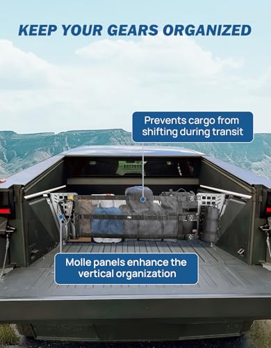 Truck Bed Divider Compatible with Cybertruck 2025 2024 2023 Cargo Divider Organizer Steel Molle Panels with Cargo Divider Net Cybertruck Accessories