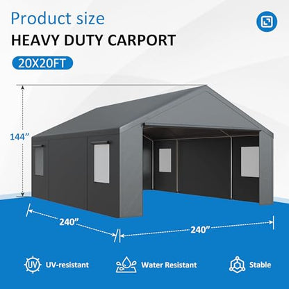20x20 FT Heavy Duty Carport Tent with All
