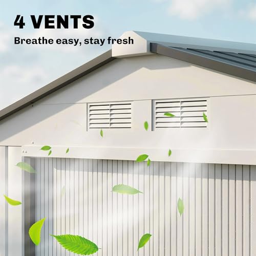 7' x 4' Outdoor Storage Shed Garden Tool Metal Shed White