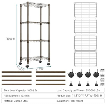 1000 lbs 4 Shelf Adjustable Heavy Duty Steel Wire Rack (4 Count)