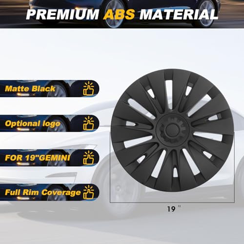 2025 Wheel Covers for Tesla Model Y Accessories 2024 19 Inch 4 Pcs Hubcaps Compatible with Tesla Y 2024 2023 2022 2021