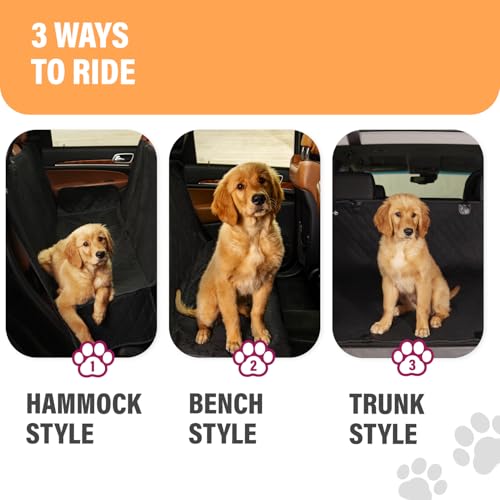 Beige XL Dog Car Hammock Back Seat Cover