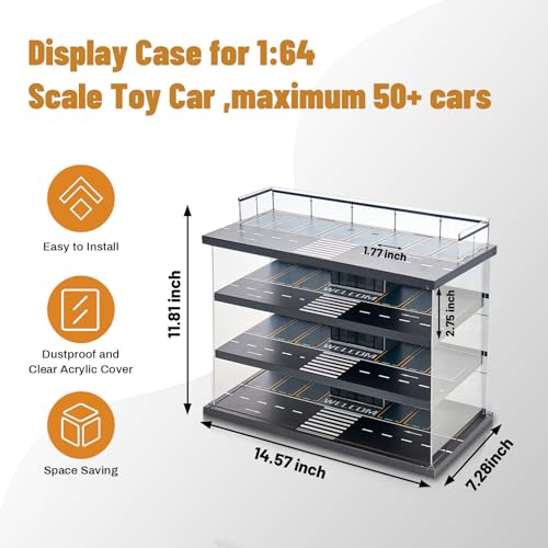 Display Case for Hot Wheels & Matchbox Cars with LED Light