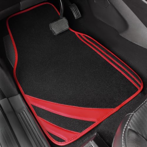 Red Edge Leather Car Floor Mats