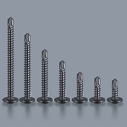 300 pcs) Wensilon #10×3/4” for Sheet Metal Self-Tapping Screws 410 Black Stainless Steel Truss Head High-Strength Quick Tapping
