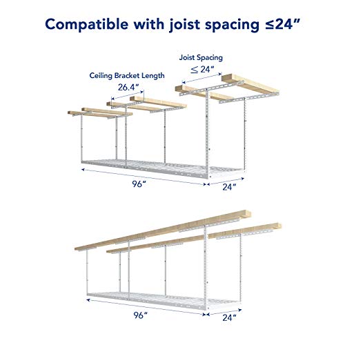 2x8 Overhead Garage Ceiling Storage Rack Organization
