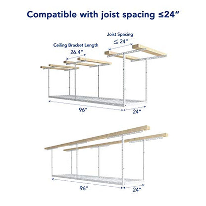 2x8 Overhead Garage Ceiling Storage Rack Organization