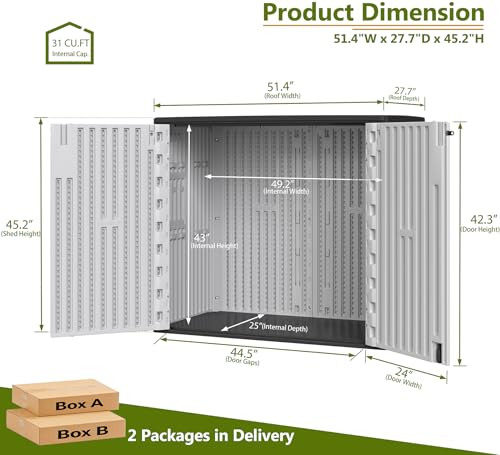 37 Cu.ft Outdoor Storage Cabinet with One Tool Kit