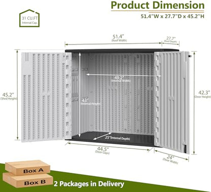 37 Cu.ft Outdoor Storage Cabinet with One Tool Kit