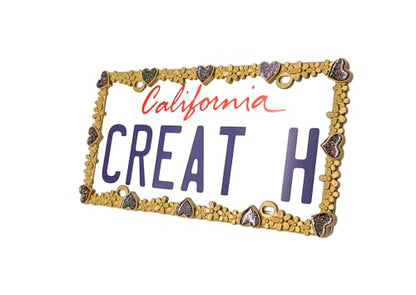 3D Shining Daisy Heart License Plate Frame from Pure Zinc Alloy Metal Perfect Plate Holder