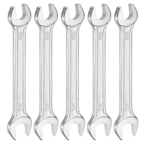 5pcs Double Open End Wrench 8mm x 10mm Metric 15 Degree Offset Angle Small Flat Head Wrench Galvanizing Open Ended Spanner for Automotive Repair Furniture Assembly (5 Count)