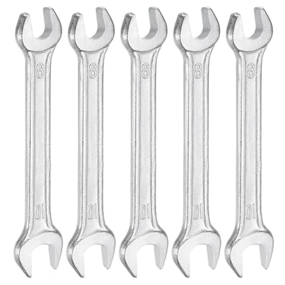 5pcs Double Open End Wrench 8mm x 10mm Metric 15 Degree Offset Angle Small Flat Head Wrench Galvanizing Open Ended Spanner for Automotive Repair Furniture Assembly (5 Count)