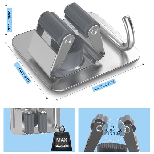 4 Pack Stainless Steel Mop and Broom Holder Wall Mount with Hook (4 Count)