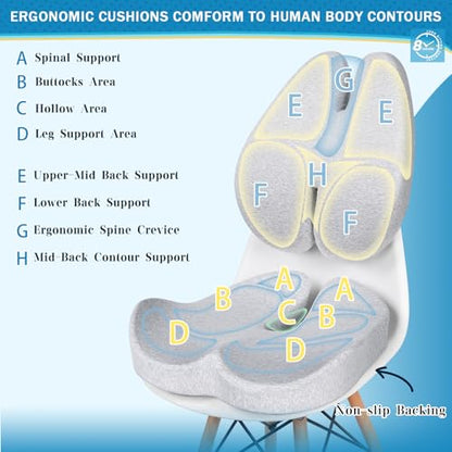 Seat Cushion & Lumbar Support Pillow for Office Chair