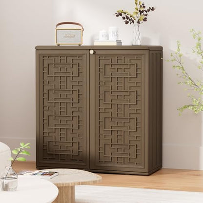 Indoor Outdoor Storage Cabinet with Doors and Shelf
