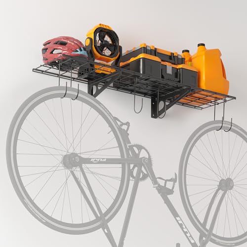 1 Pack 1x4 ft Garage Shelving with 6 Bike Hooks
