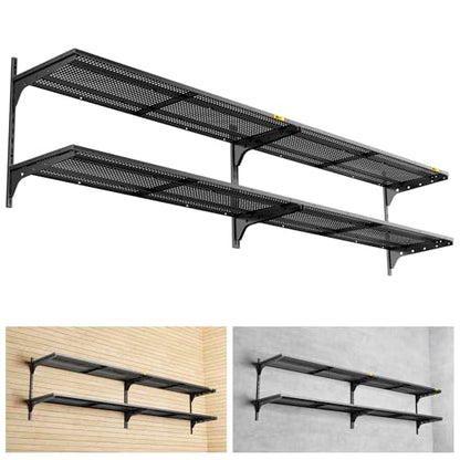 2 Pack 2 Tier 1.3x4ft Garage Shelving Wall Mounted (4 Count)