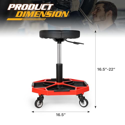 Adjustable Mechanics Stool with Wheels