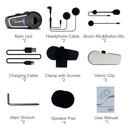TK X4 Motorcycle Bluetooth Headset (2 Count)
