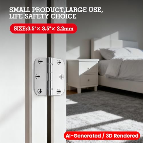 Rounded Door Hinges Polished Chrome 3.5 Inch 5 (3 Count)