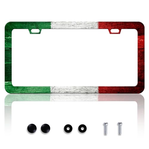 Italy Flag License Plate Frame Italian Flag Stainless Steel 6x12 Inch 2Hole