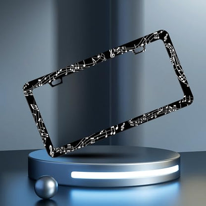 Music Notes License Plate Frame Sheet Music Stainless Steel 6x12 Inch 2Hole