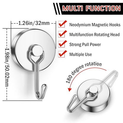 6 Pack Silver Magnet Hooks (6 Count)