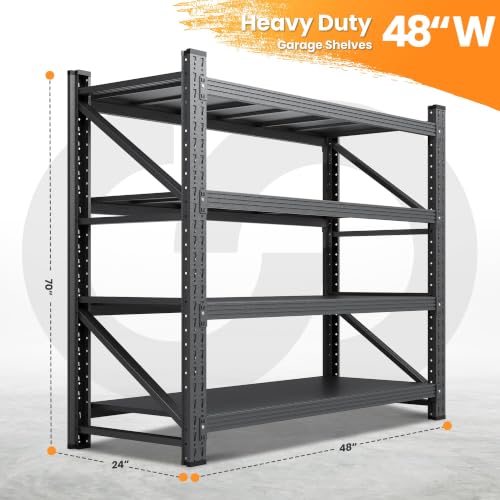 48” Wide Heavy Duty Metal Garage Shelving