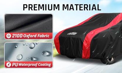 Hatchback Car Cover All Weather with Red Stripe Design Size S1