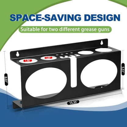 Grease Gun Holder Rack Wall Mount Tractor Compatible with 2 Grease Guns