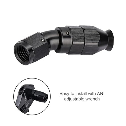 4AN 30 Degree PTFE One Piece Full Flow End Hose Fitting Aluminum Black