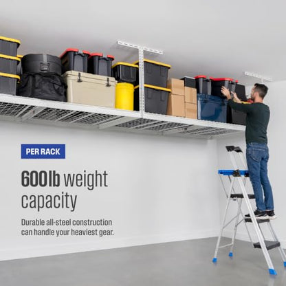 White 4x8 Overhead Garage Storage Rack 600 lb 12”
