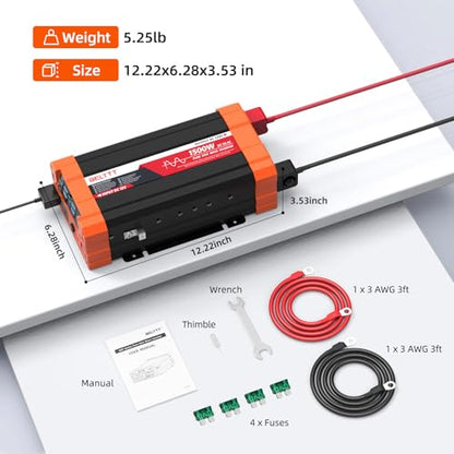 1500W Pure Sine Wave Inverter 12V to 110V Converter