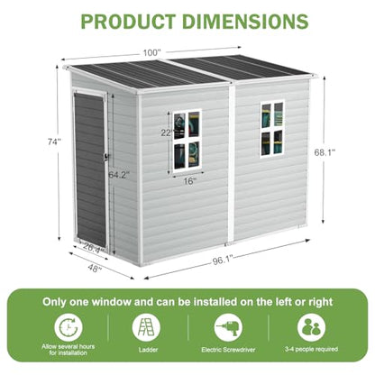 8x4x6 FT Resin Lean to Shed