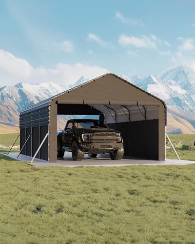 12x20x9 ft Metal Carport Enclosed