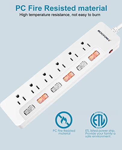 10FT Heavy Duty Extension Cord with Individual Switches on Off