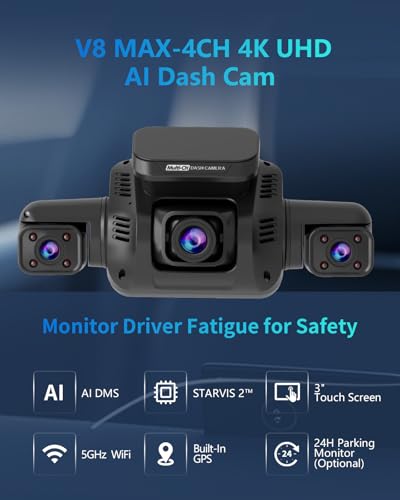 AI 4K Dash Cam Front and Rear