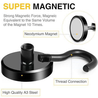 Magnetic Hooks 20pcs 120lbs Cruise Essentials 2026 Magnet Hook Black (20 Count)